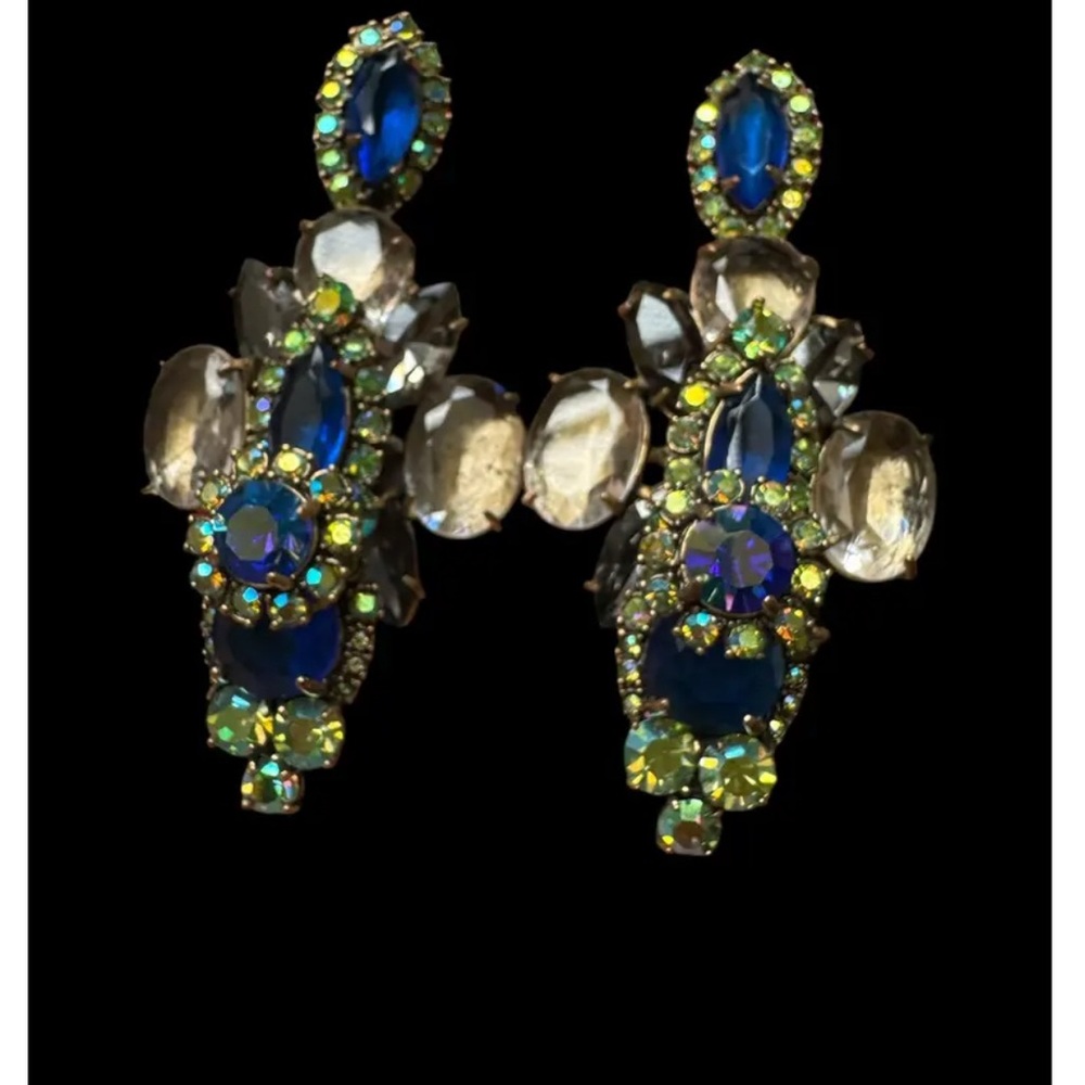Elegant Blue and Silver Crystal Earrings